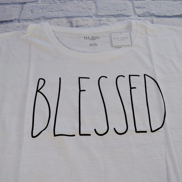 Rae Dunn "Blessed" White T-Shirt Graphic Tee NWT Large L - Picture 7 of 9